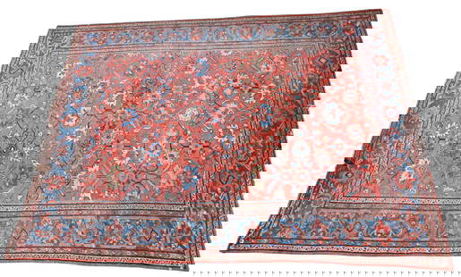 Mahal Oriental Carpet: Mahal Oriental Carpet having wear 9' x 12' Provenance: Property from the Estate of E.T. Krolikowski, III of Laurel Beach in Milford, Connecticut