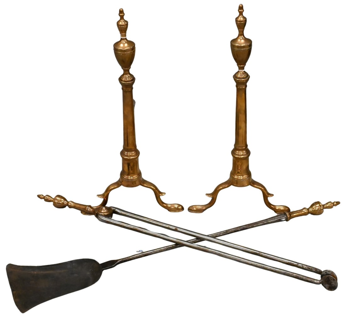 Pair of Federal Bell Metal Urn Top Andirons (1 of 6)