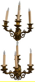 Pair of Charles Gilt Bronze Four Light Wall Sconces (1 of 4)