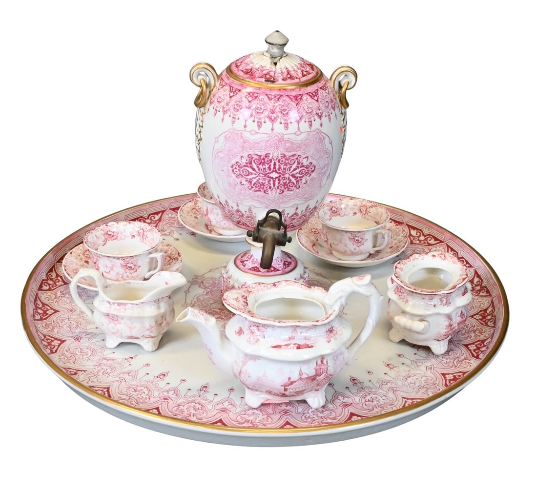 10 Piece Spode Pink Transferware Tea Set (1 of 6)