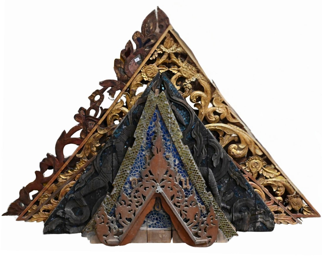 Group of Large East Asian Architectural Temple Pediments (1 of 6)