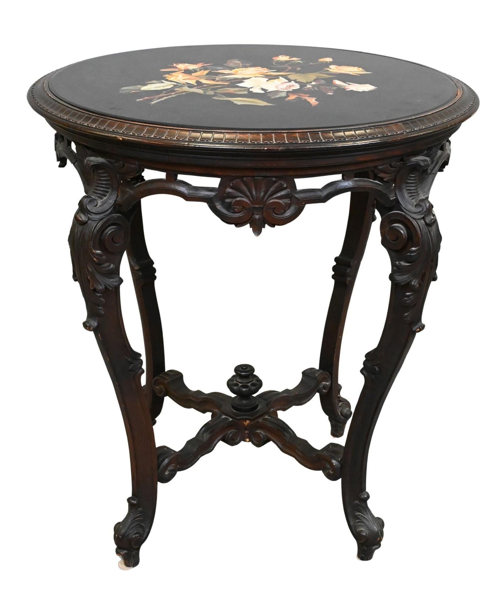 Pietra Dura Top Table on Carved Victorian Style Base (1 of 5)