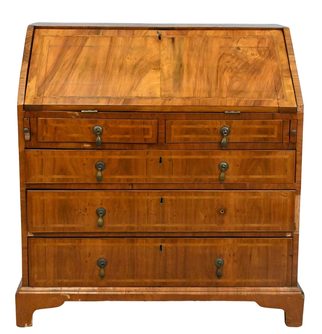 George III Slant Front Inlaid Walnut Desk (1 of 5)