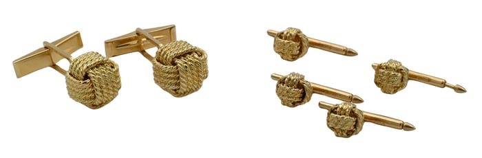 Six Piece Correa and Son 18K Gold Cufflink and Shirt Button Stud Set