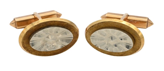 Pair of 18K Yellow and White Gold Cufflinks