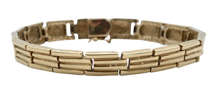 14K Yellow Gold Bamboo Form Link Bracelet