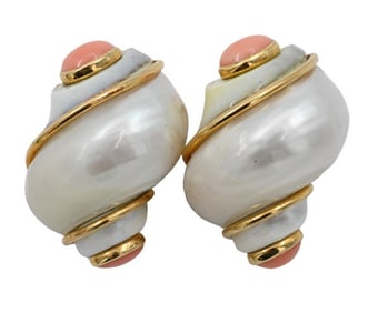 18K Seaman Schepps Turbo Earrings