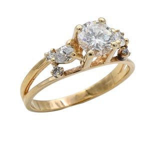 14K Yellow Gold and Diamond Engagement Ring