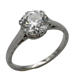 Platinum Ring Set with Center Old European Brilliant Diamond