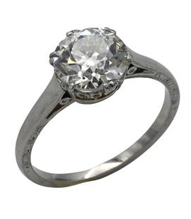Platinum Ring Set with Center Old European Brilliant Diamond: Platinum Ring Set with Center Old European Brilliant Diamond 2.29 carats, K color VVS 2, G.I.A. report #1232566018 ring size 7 1/4