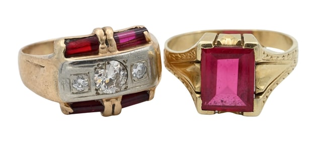 Two 14K Yellow Gold Men's Rings
