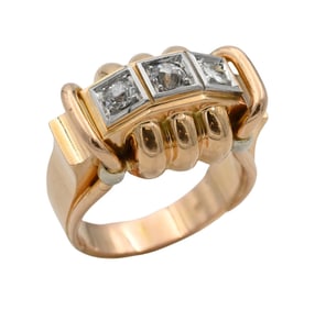 14K Yellow Gold and Diamond Ring