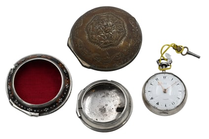 Edward Prior Vintage Silver Triple Case Pocket Watch