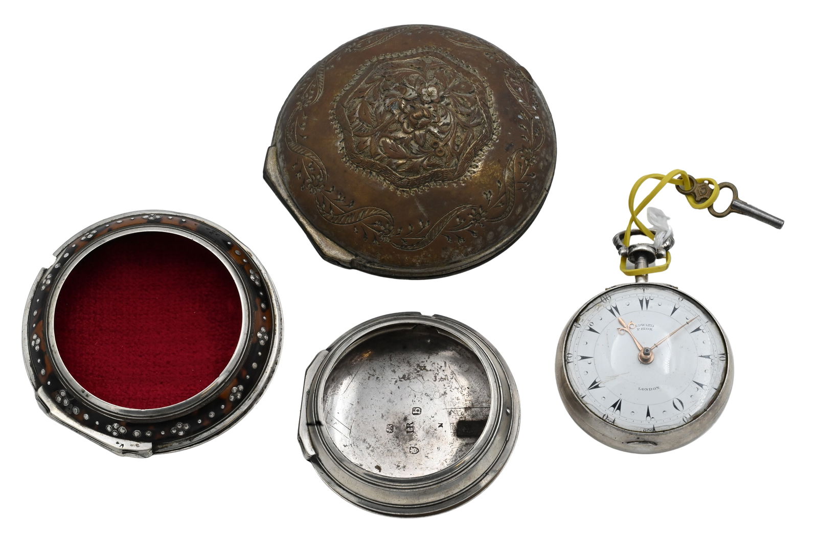 Edward Prior Vintage Silver Triple Case Pocket Watch (1 of 7)