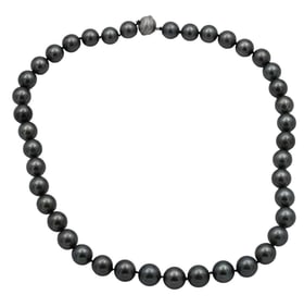 Grey South Sea Pearls with 18K White Gold and Diamond Clasp