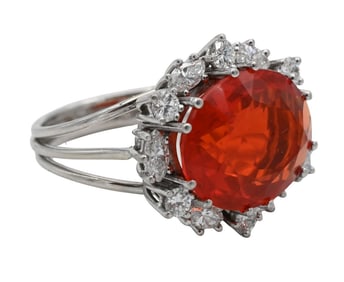 18K White Gold Orange and Diamond Ring