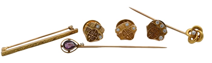 Six 14K Gold Pins
