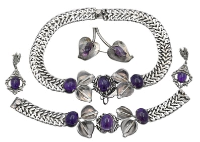 Mexican Sterling Silver and Amethyst Set