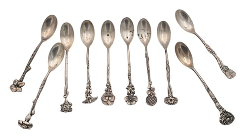 Set of 10 Tiffany and Company Sterling Silver Demitasse Spoons