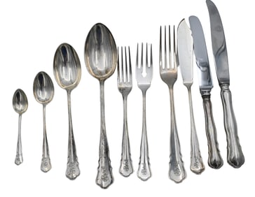 94 Piece German 800 Silver Flatware Set