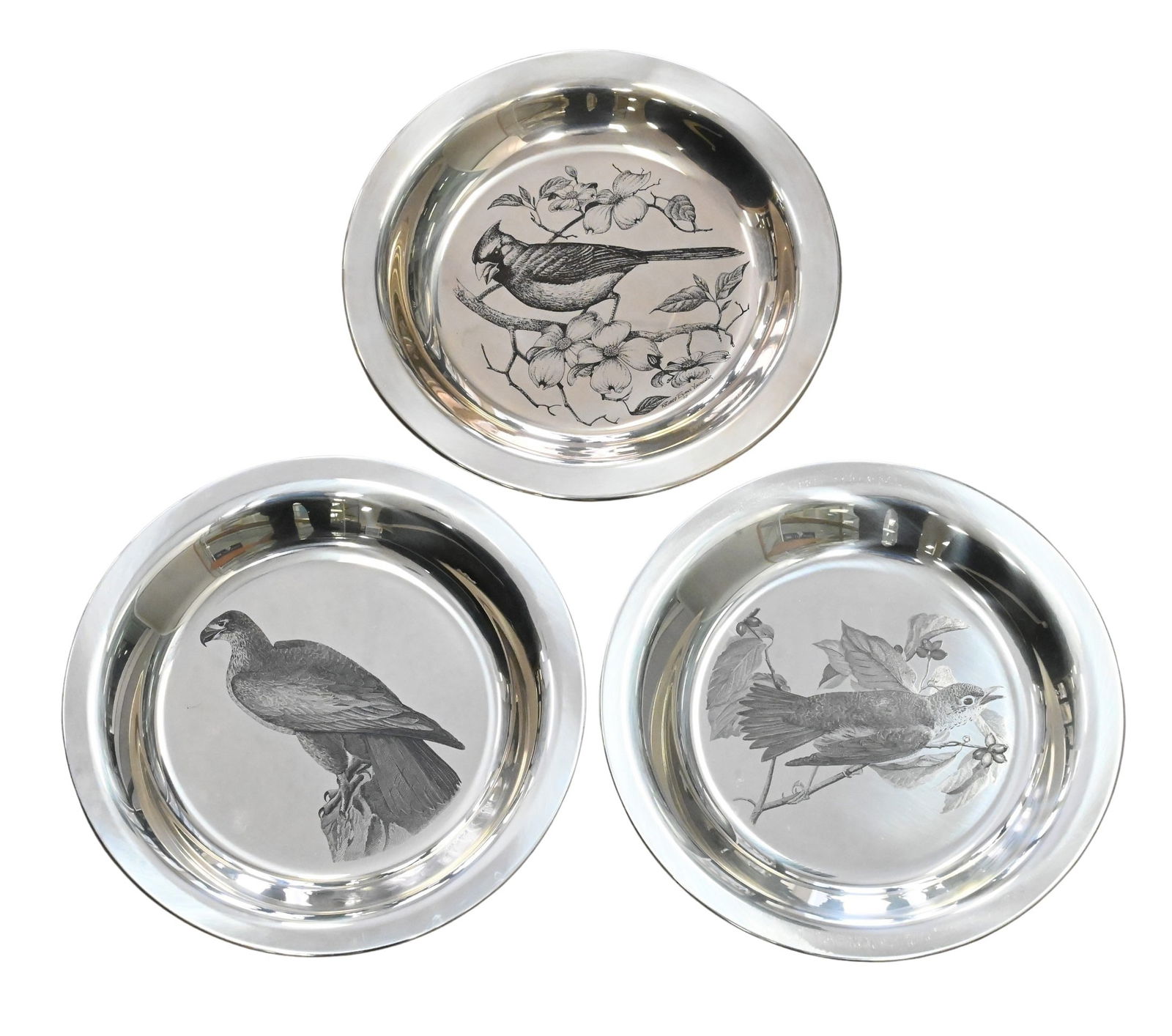 12 Audubon Society/ Franklin Mint Sterling Silver Etched Plates (1 of 5)