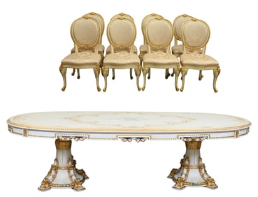 Nine Piece Meroni Francesco For Angelo Cappellini "Degas" Louis XVI Style Dining Set