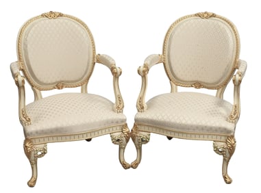 Pair Meroni Francesco For Cappellini "Degas" Louis XVI Style Fauteuils