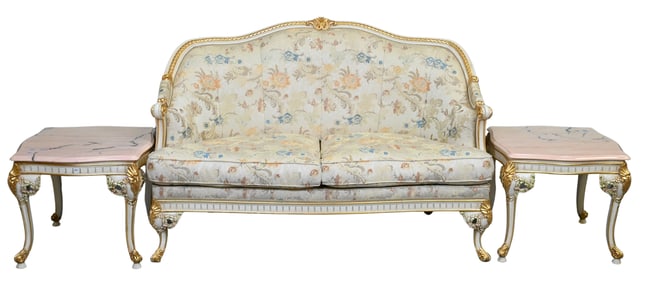 Three Piece Meroni Francesco For Angelo Cappellini "Degas" Louis XVI Style Living Room Set