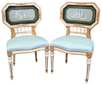 Pair of Continental Neoclassical Style Side Chairs