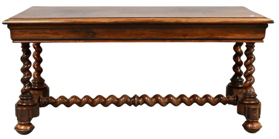 William IV Style Rosewood Low Table having Barley Twist Supports and Stretcher