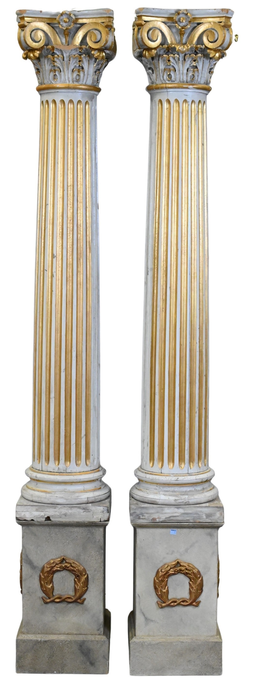 Pair of Monumental Carved Wood Fluted Columns (1 of 6)