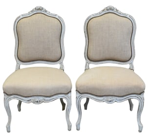 Pair of Louis XV Style Upholstered Side Chairs