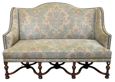 Jacobean Winged Upholstered Settee