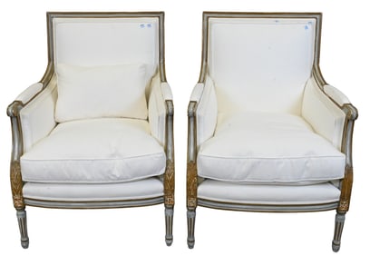 Pair of Maison Jansen Louis XVI Style Bergeres