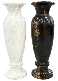 Two Large Carved Marble Floor Vases