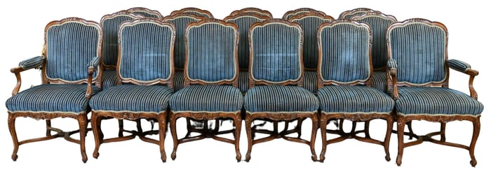 Set of 16 De Angelis Ltd. Louis XV Style Chairs