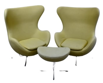 Pair of Lime Green Egg Chairs After Arne Jacobsen
