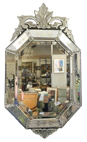 Venetian Glass Mirror having Crest