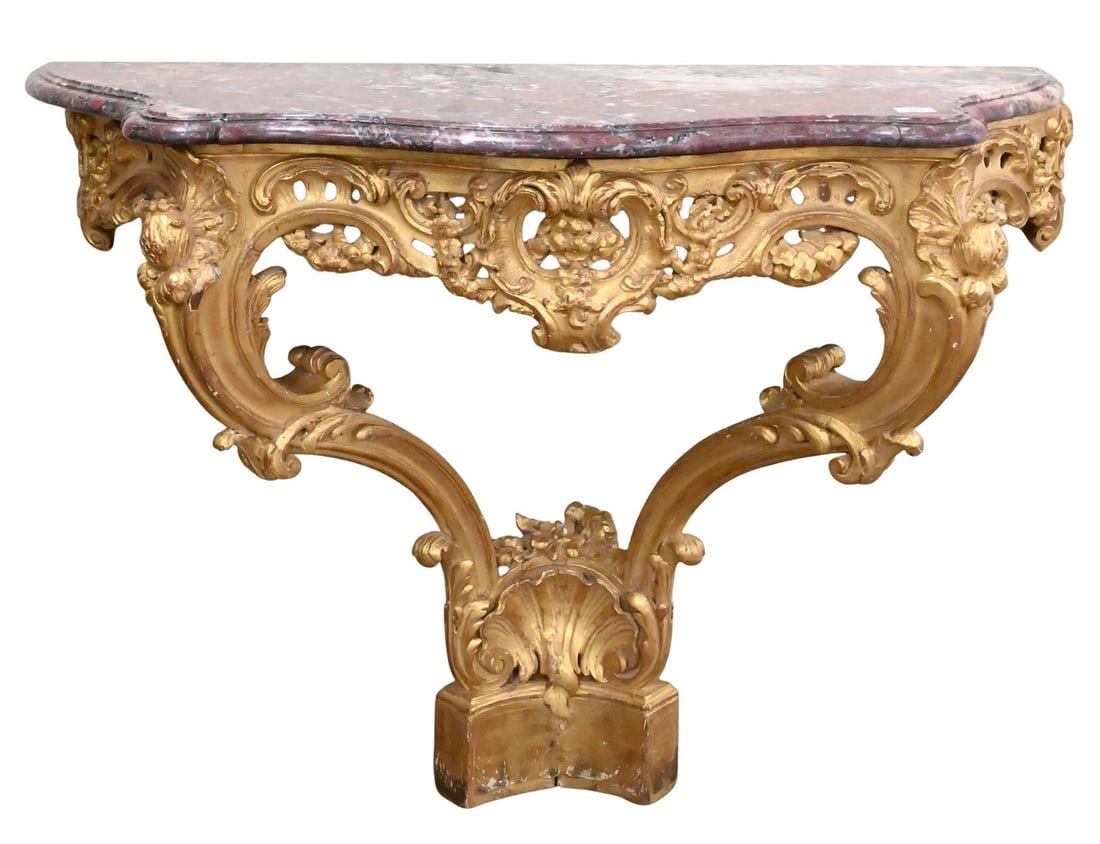 Louis XV Style Marble Top Console Table (1 of 6)
