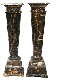 Pair of Large French Empire Style Marble Pedestals