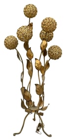 Mid-Century Modern Brass Hydrangea Floor Lamp