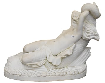 Figural Marble Statue of Venus and Dolphin