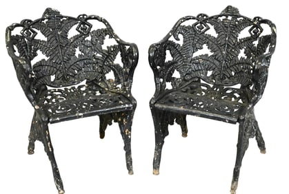 Attributed to J.W. Fiske Cast Iron Fern Chairs
