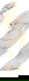 White Marble Life Size Sculpture of Venus de Milo: White Marble Life Size Sculpture of Venus de Milo chips and cracks at base height 60 inches, width 19 inches Provenance: Estate of Stephen F. Osborne, 2185 South Easton Road, Doylestown, Pennsylvania