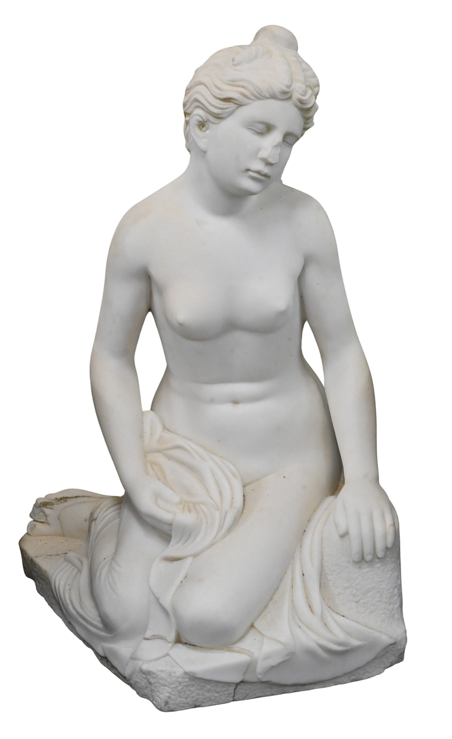 White Marble Sculpture of Water Nymph (1 of 4)