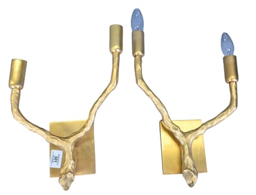 Pair Double Arm Twig Walls Sconces by Vaughn Designs After Giacometti
