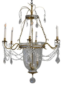 Regency Style Bell Jar Crystal Chandelier