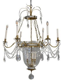 Regency Style Bell Jar Crystal Chandelier