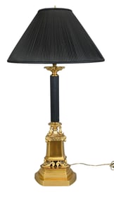 Large French Empire Style Brass Column Lamp