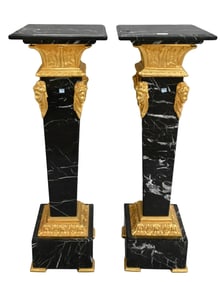 Pair of Black Marble Pedestals